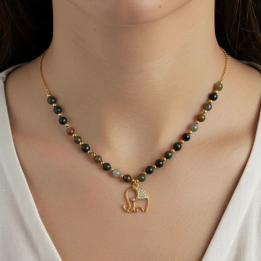 MOSS AGATE GUARDIAN NECKLACE