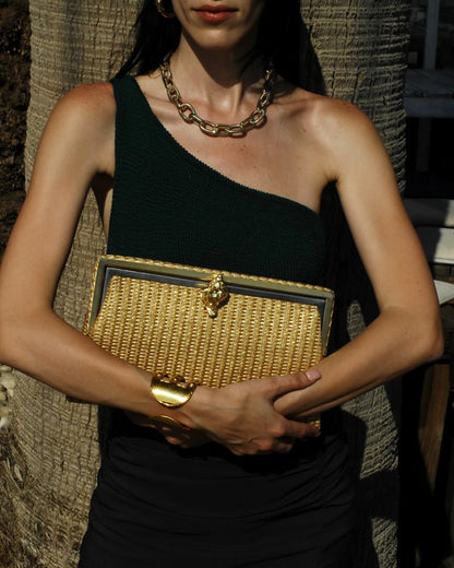 MUREX GOLD STRAW GRACE CLUTCH