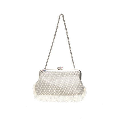 PEARL FRINGES MARQUISE SILVER HOLD ME BAG