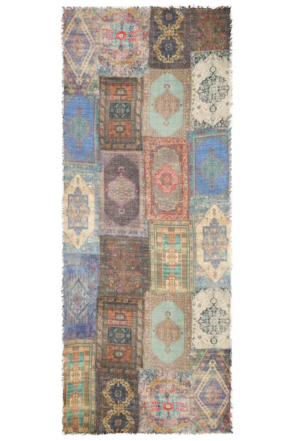 MOSAIC BLUE HERITAGE WOOL SCARF