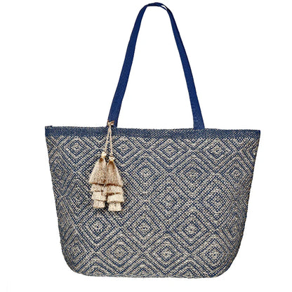 MYKONOS GOLD & NAVY TOTE BAG