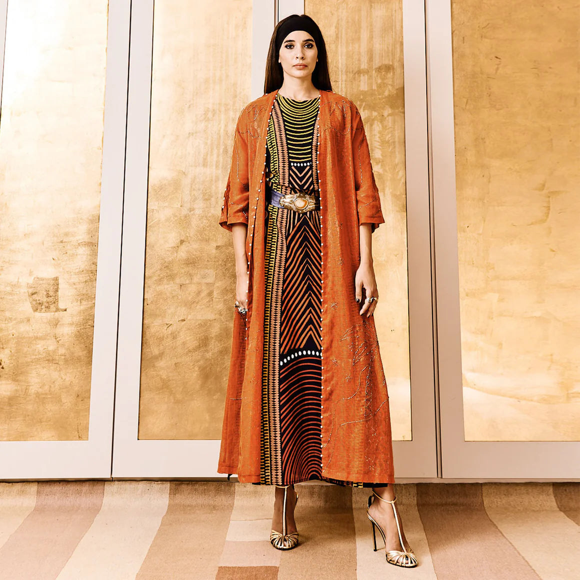 TRIBAL COTTON GOLD VANDA DRESS