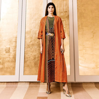 TRIBAL COTTON GOLD VANDA DRESS
