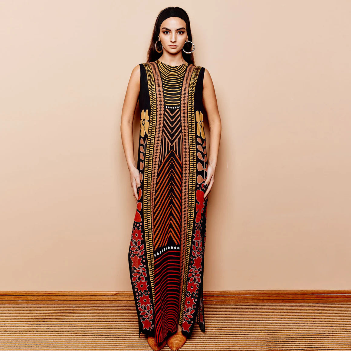 TRIBAL COTTON GOLD VANDA DRESS